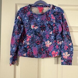Lilly Pulitzer Girls mini emmaline pullover Sz M in Boca Blue Birds Eye View EUC